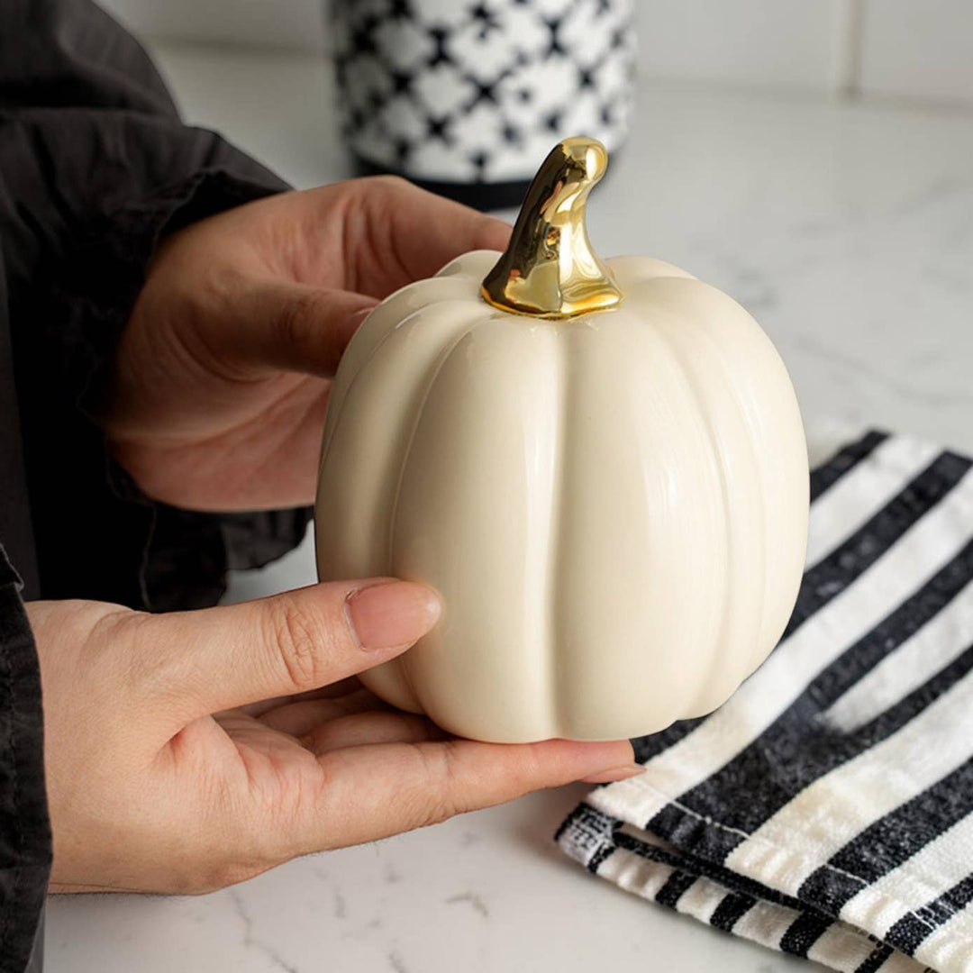 Neutral Autumn Home Decor, Pastel Fall Mini Pumpkins Ceramic