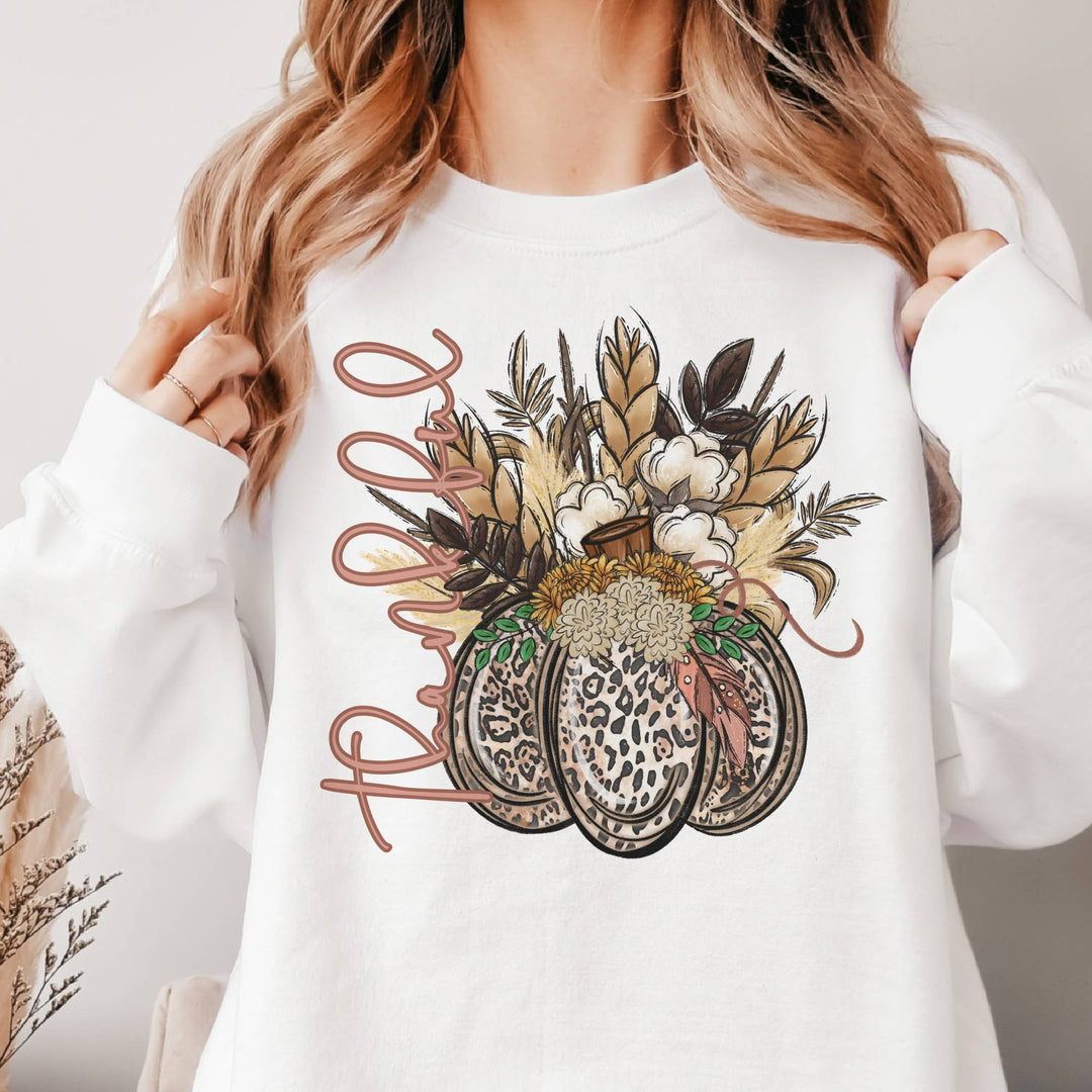 Fall Pumpkin Floral Thankful Vintage Graphic Sweatshirt