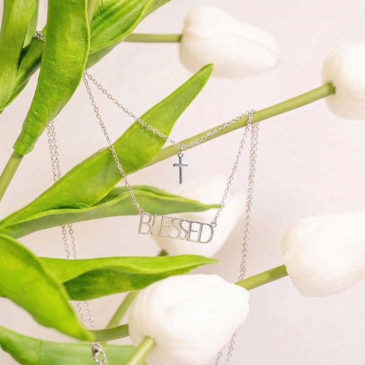 Stainless Steel "Blessed" Layered Cross Necklace