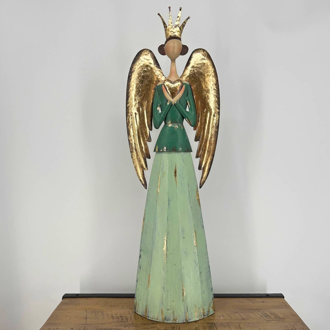 Serene Metal Angel w/ Heart 30.75"