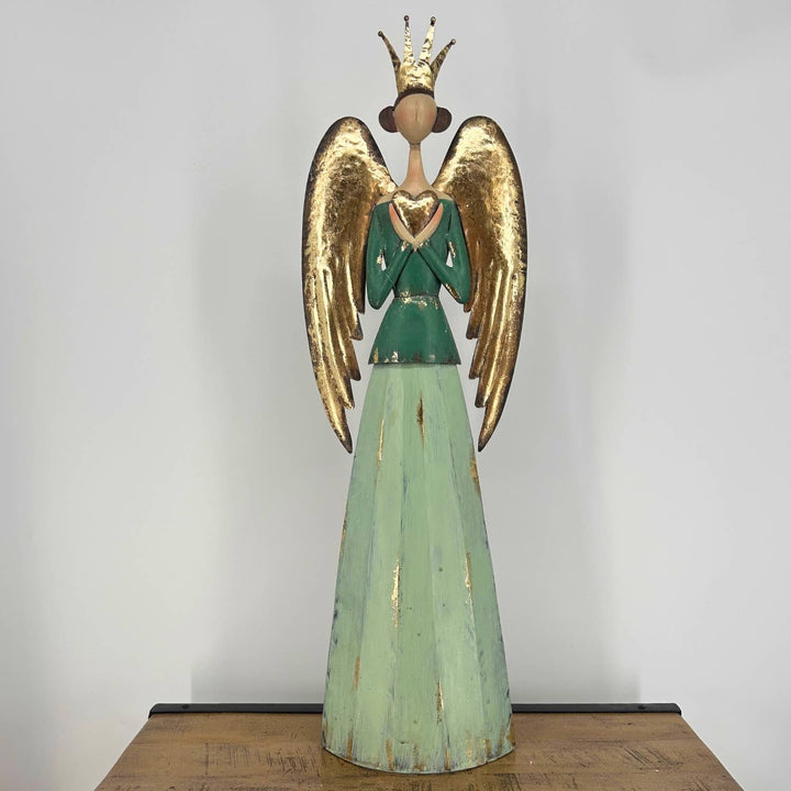 Serene Metal Angel w/ Heart 30.75"