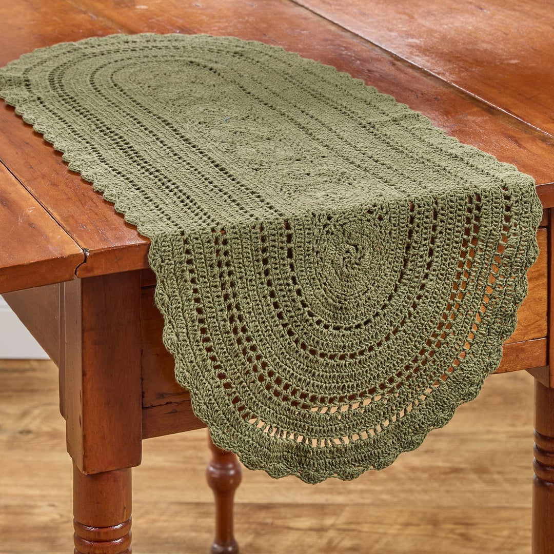 Addison Crochet Table Runner 36" L - Matcha Green