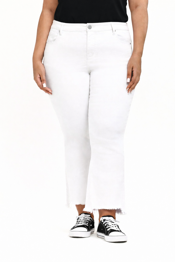 27" Plus-Size Luxe Demi Boot w/ Sharkbite Hem in White