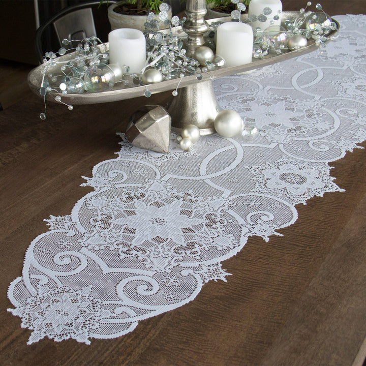 Snowflake 19x65 White Lace Table Runner